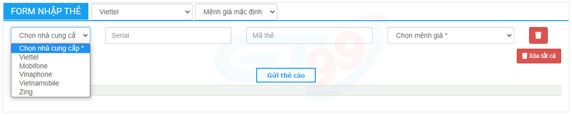 nhập thẻ cào